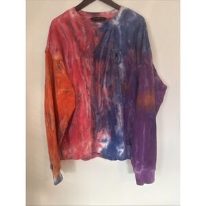 Teddy Fresh Sweatshirt Size Large Purple Blue Pink Tie Dye Crewneck Pullover